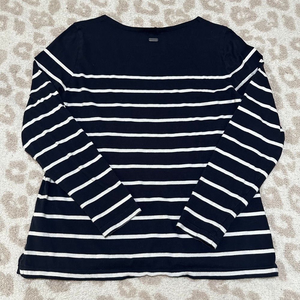 Barbour‎ Striped Long Sleeve Top Navy White Boat Neck USA 8 - Picture 3 of 3